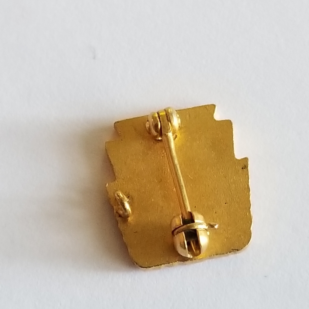 Vintage little league baseball collar stud pin green enamel gold tone - Picture 7 of 7
